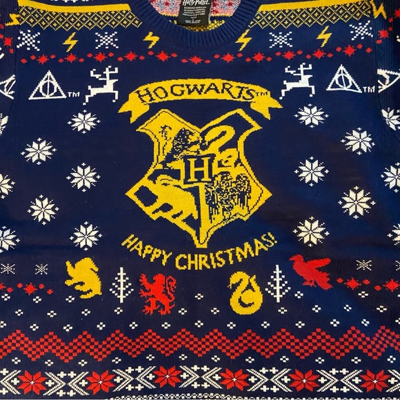Harry Potter Hogwarts Happy Christmas Ugly Holiday Knit Sweater - Picture 7 of 10